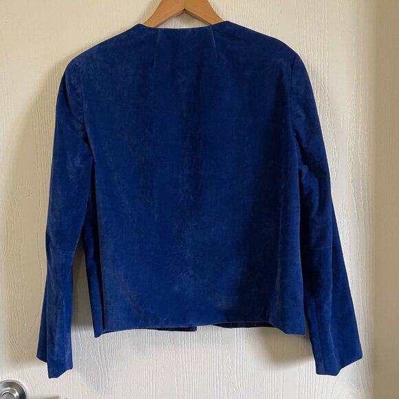 Vintage Cobalt Blue Velvet Lightweight Jacket Large - Picture 6 of 8